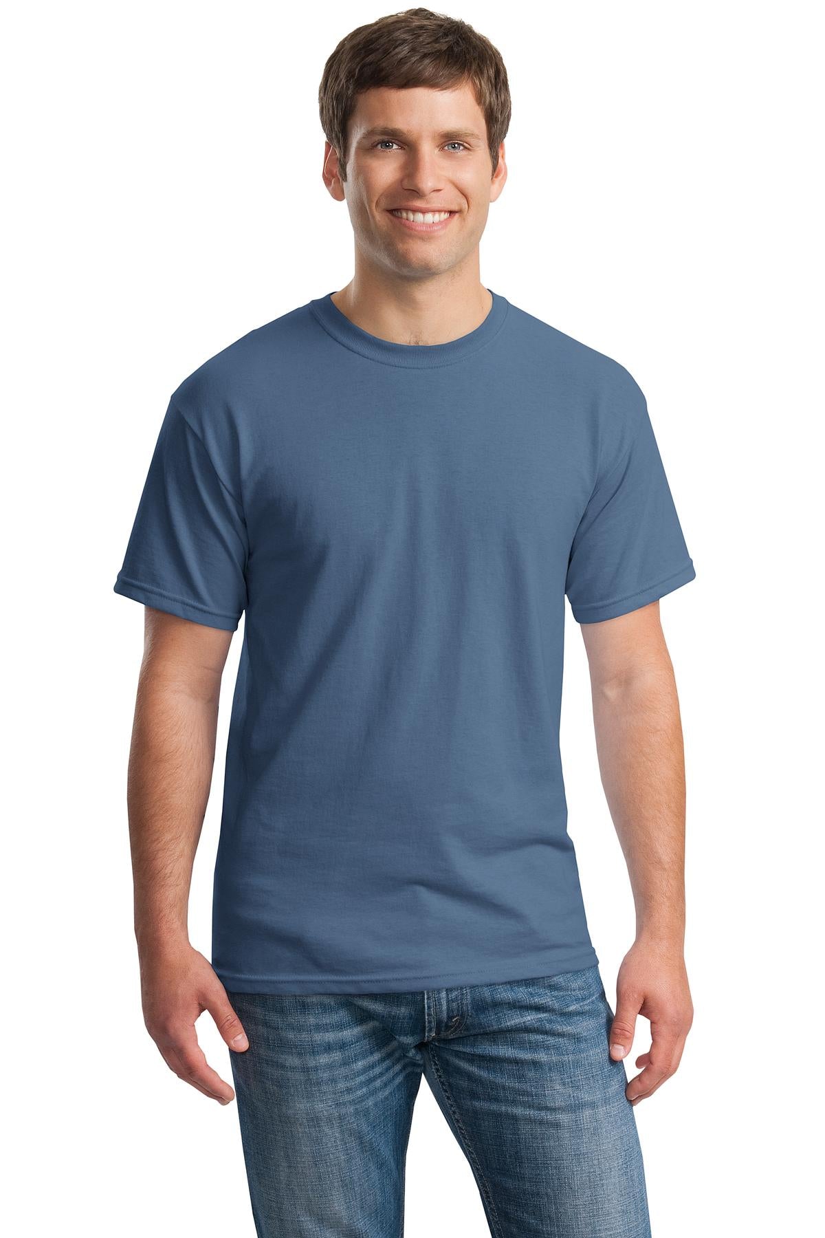 Front View of Indigo Blue Gildan - Heavy Cotton 100% Cotton T-Shirt. 5000