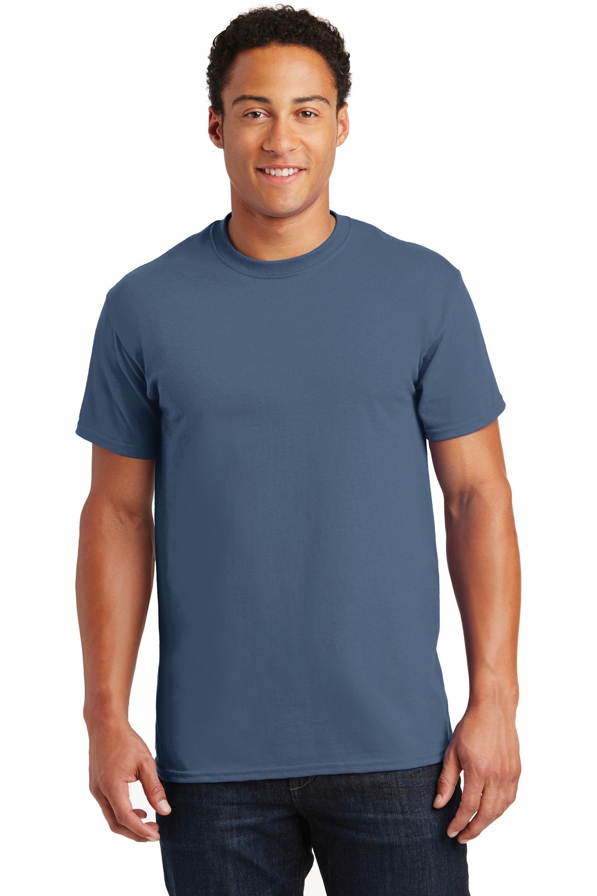 Front View of Indigo Blue Gildan - Ultra Cotton 100% US Cotton T-Shirt. 2000
