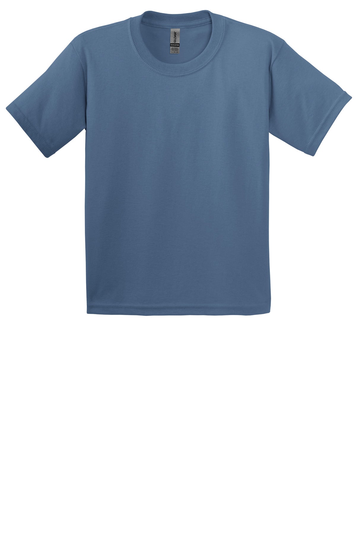Front View of Indigo Blue Gildan - Youth Ultra Cotton 100% US Cotton T-Shirt. 2000B