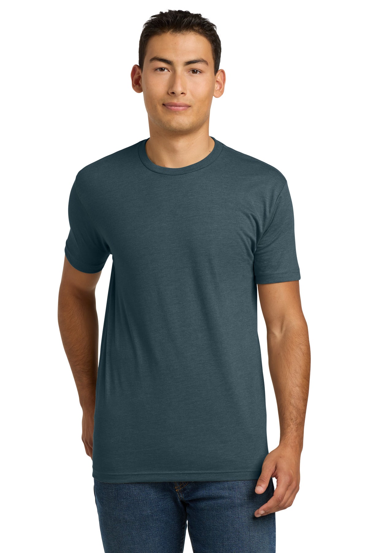 Front View of Indigo Next Level Apparel Adult CVC Tee. NL6210