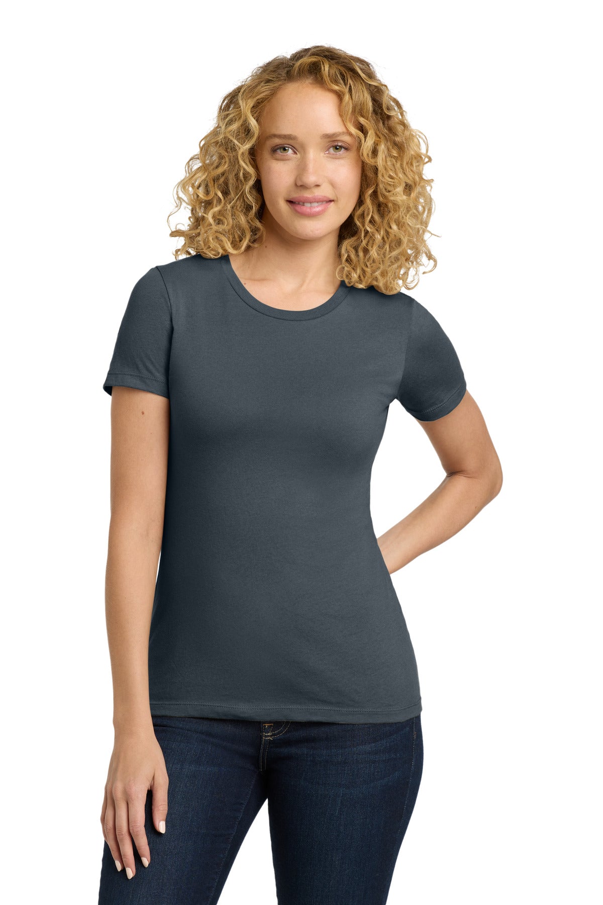 Front View of Indigo Next Level Apparel Women's Cotton Tee. NL3900