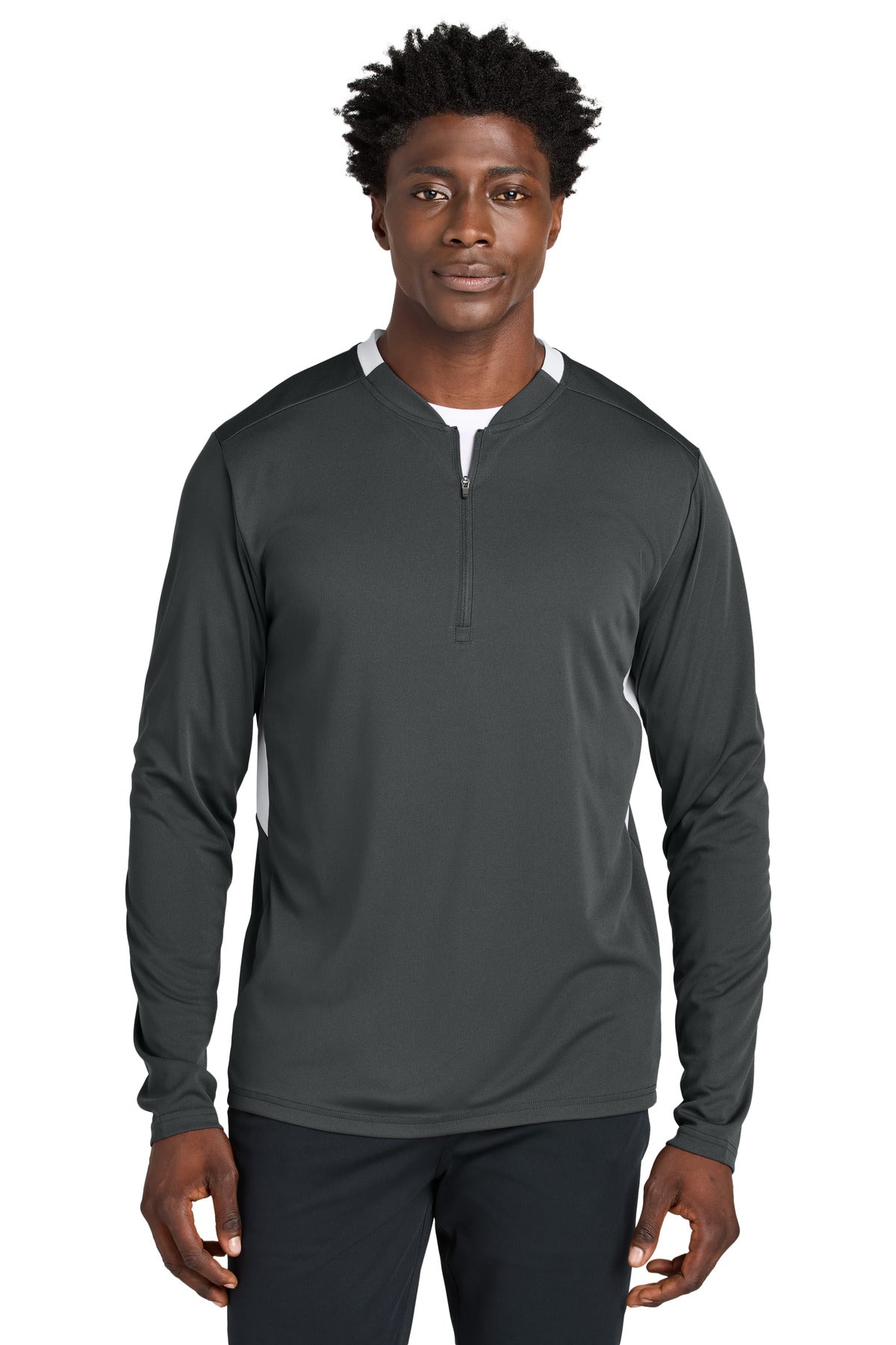 Front View of IrGy/White Sport-Tek Club 1/4-Zip Pullover ST443