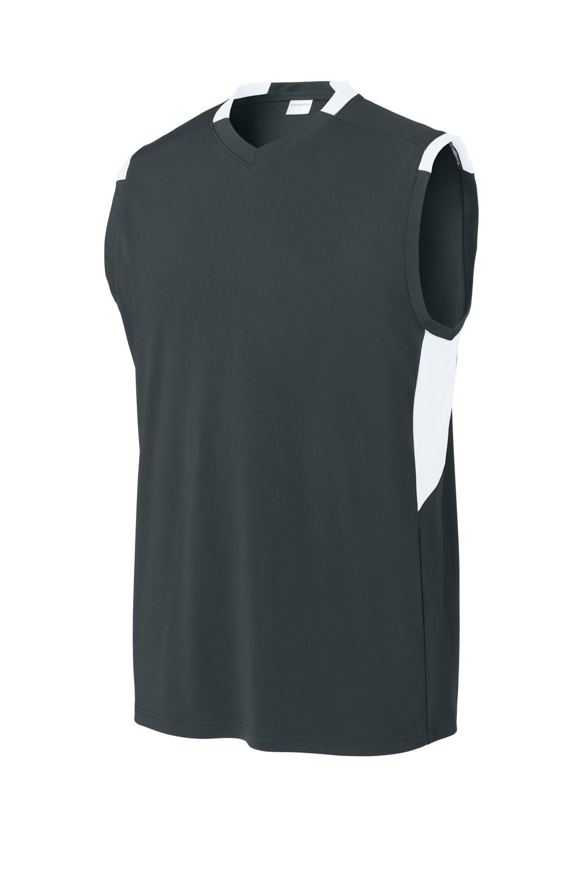 Front View of IrGy/White Sport-Tek Club Sleeveless V-Neck ST441