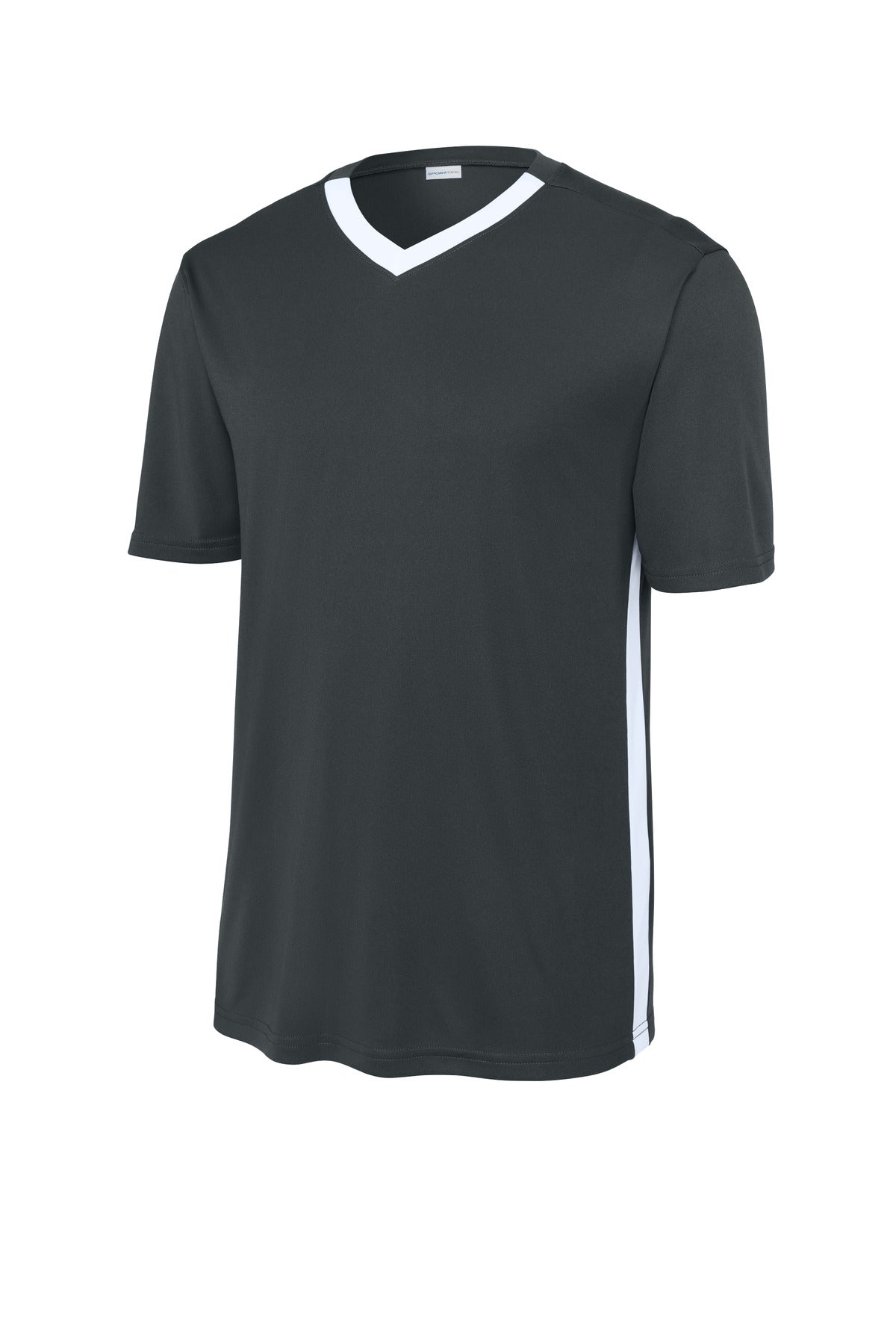 Front View of IrGy/White Sport-Tek Competitor United V-Neck ST101
