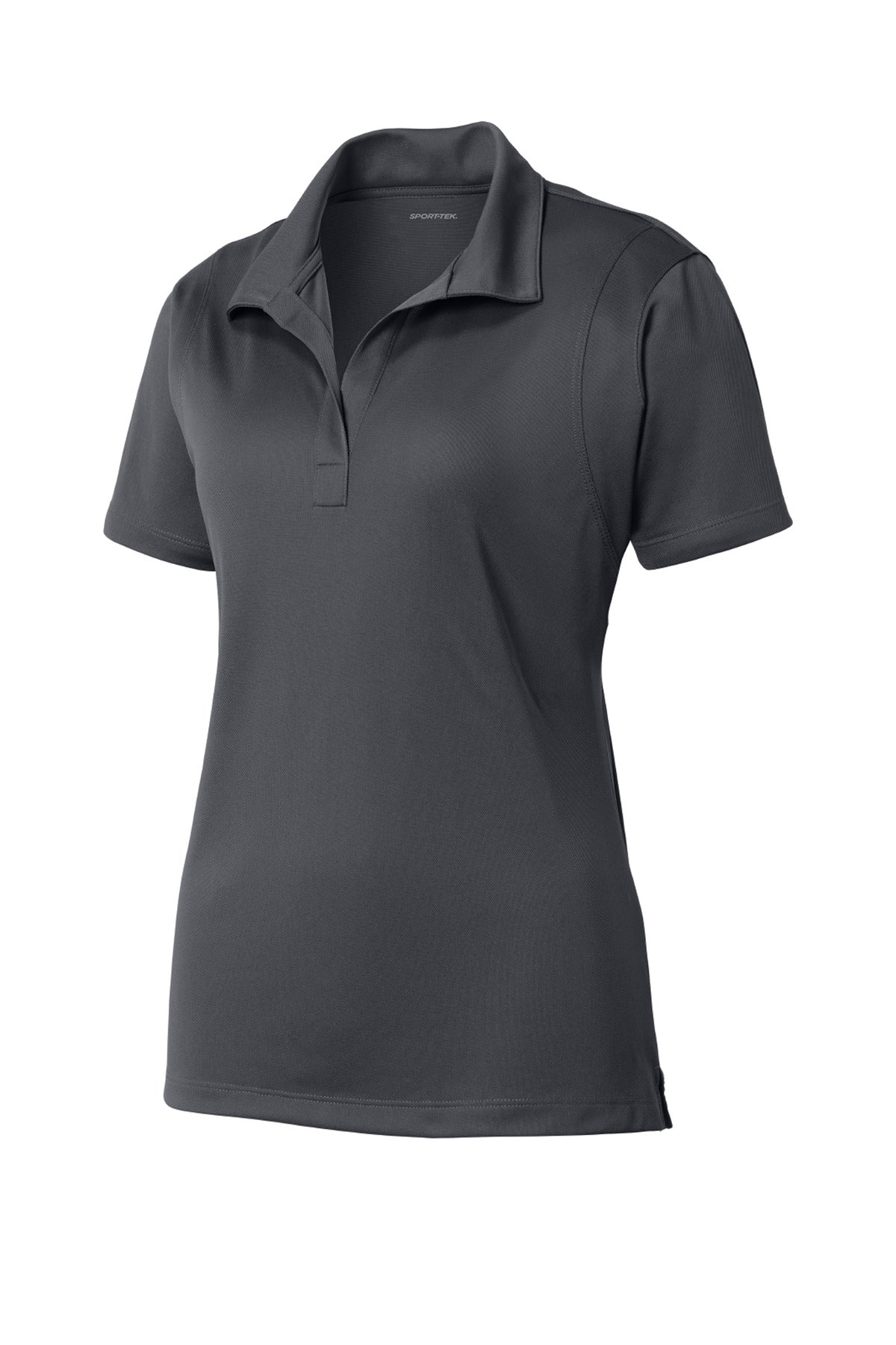 Front View of Iron Grey Sport-Tek Women's Micropique Sport-Wick Polo. LST650