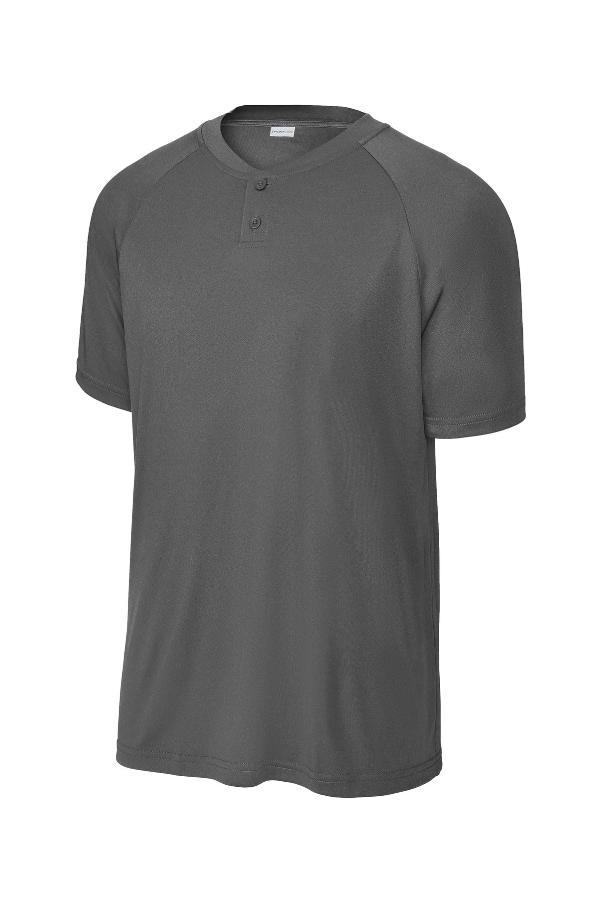 Front View of IronGrey Sport-Tek PosiCharge Competitor 2-Button Henley ST359