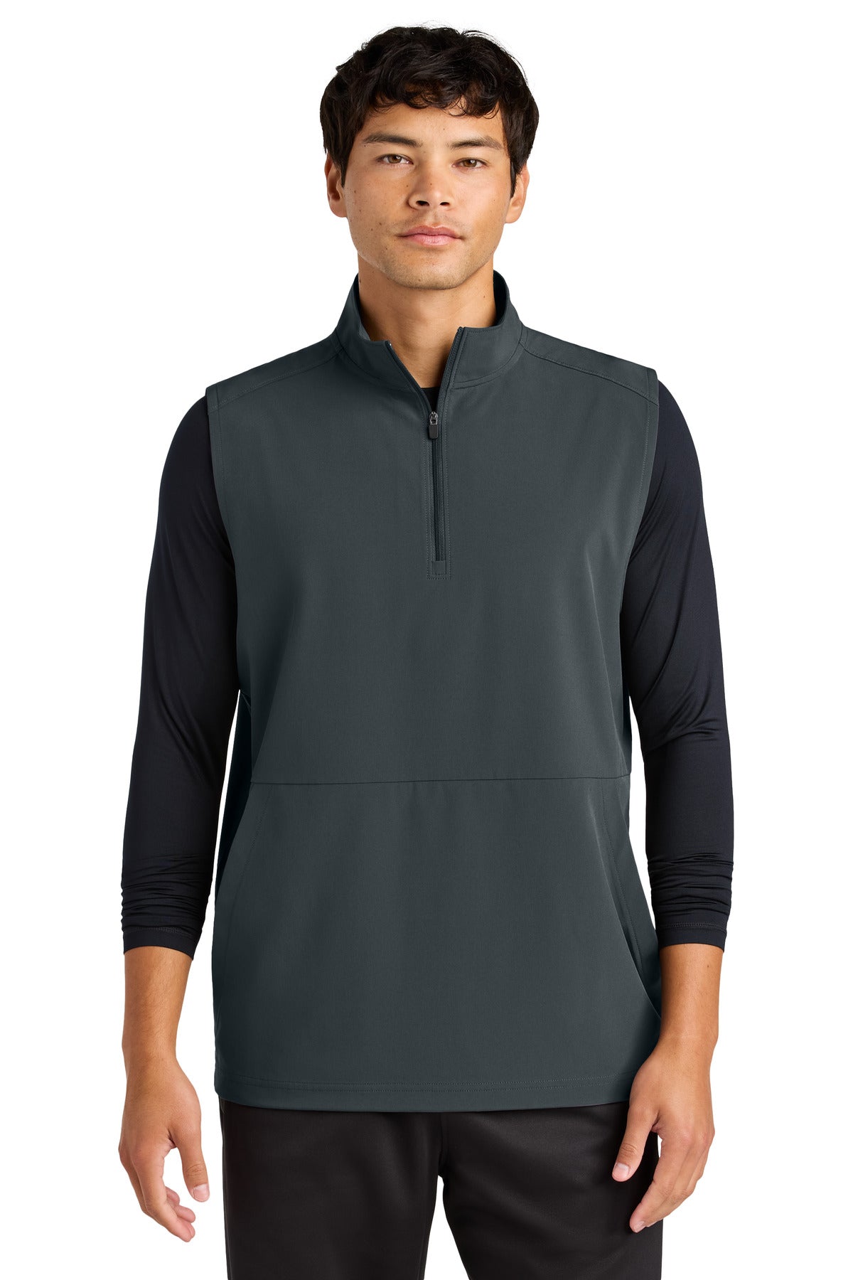 Front View of IronGrey Sport-Tek Repeat 1/4-Zip Vest ST487