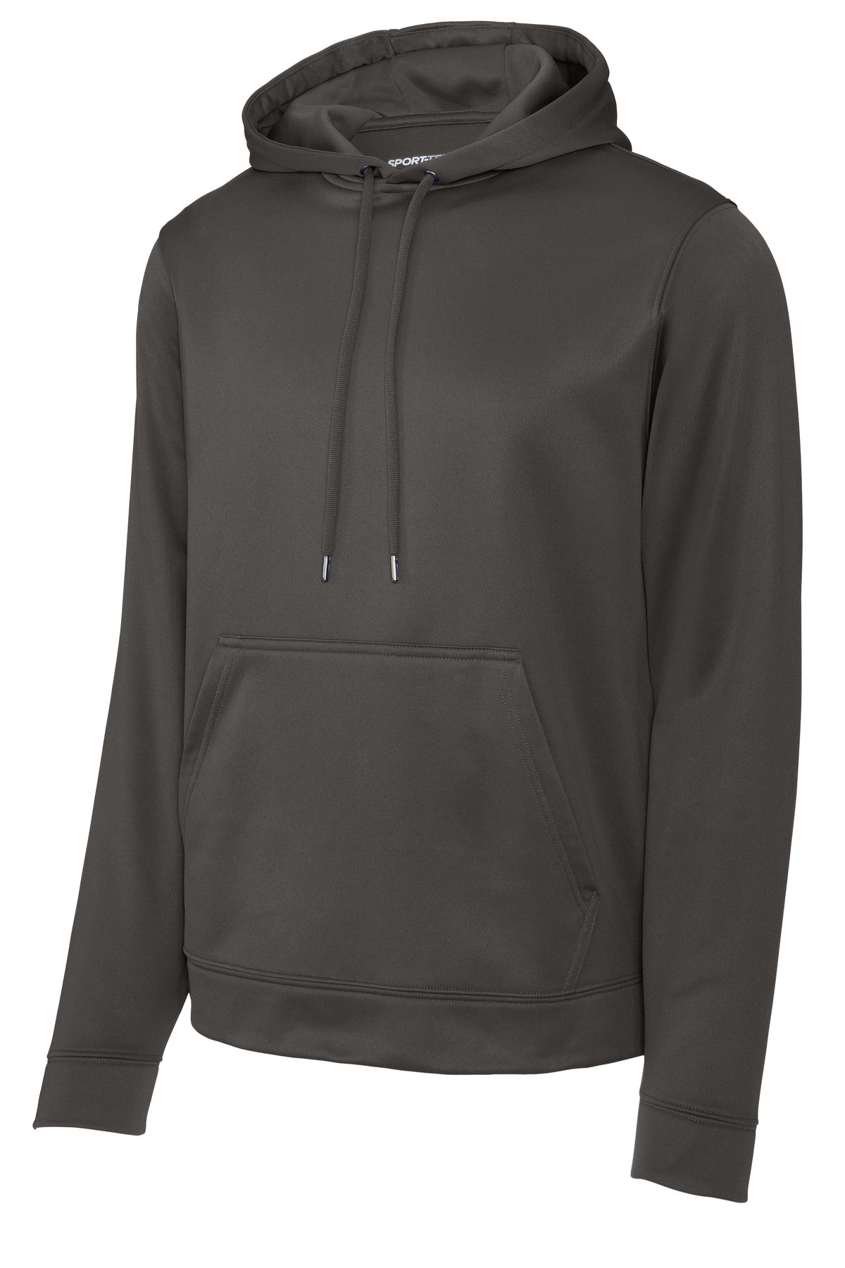 Front View of IronGrey Sport-Tek Sport-Wick Fleece Hooded Pullover. F244
