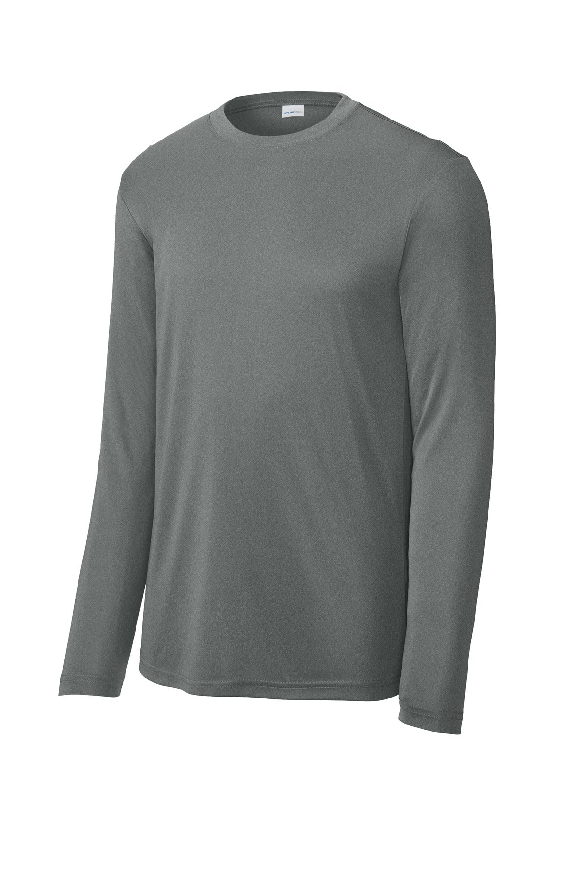 Front View of IronGreyHt Sport-Tek Long Sleeve PosiCharge Competitor Tee. ST350LS