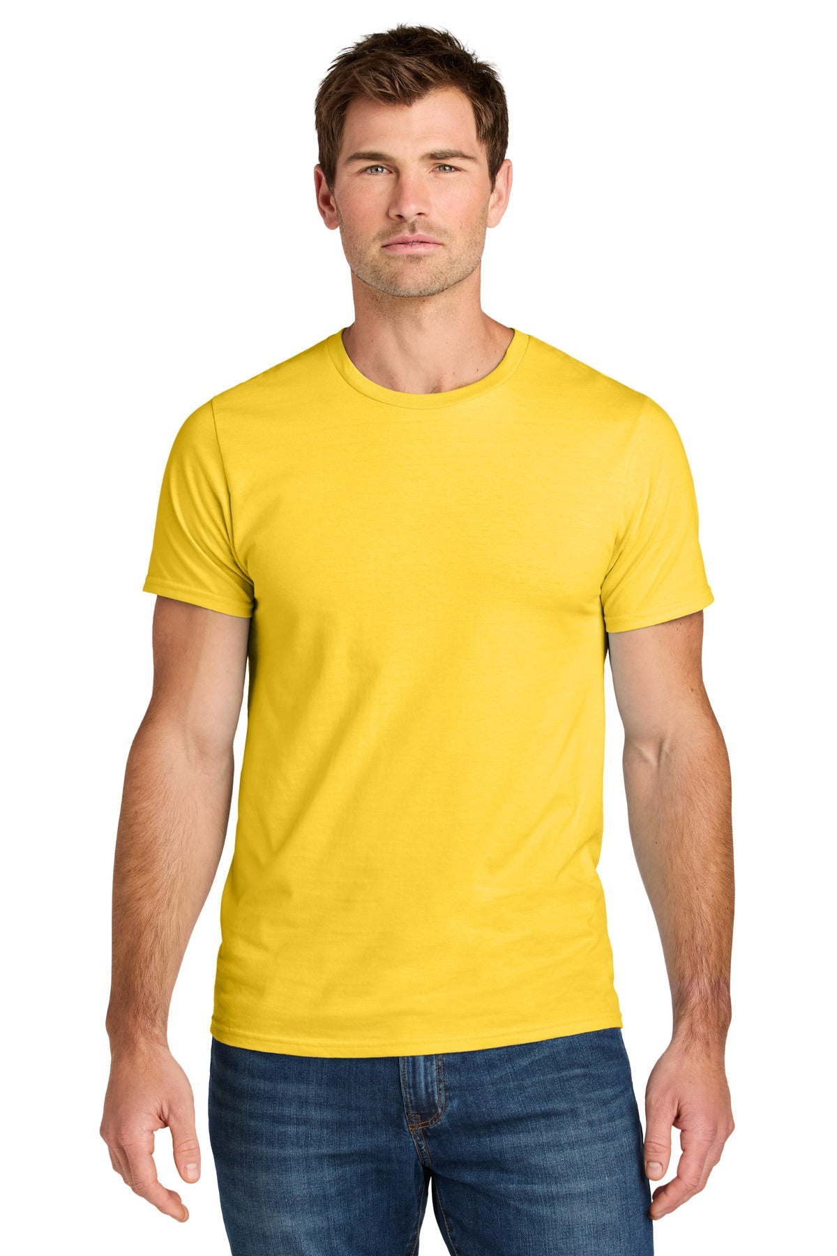 Front View of IslandYllw Jerzees Ultimate Unisex Ring Spun T-Shirt IC46M
