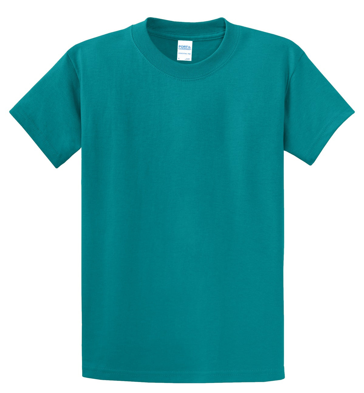 Front View of Jade Green Port & Co Essential Tee. PC61