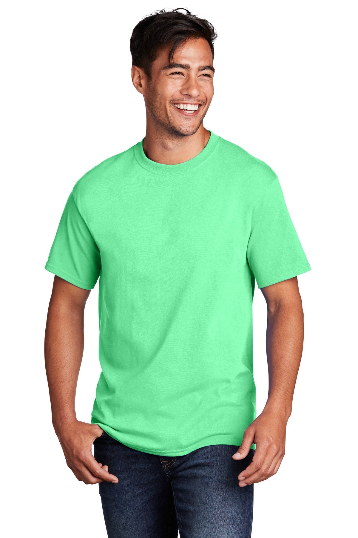 Front View of Jadeite Port & Co Core Cotton Tee. PC54