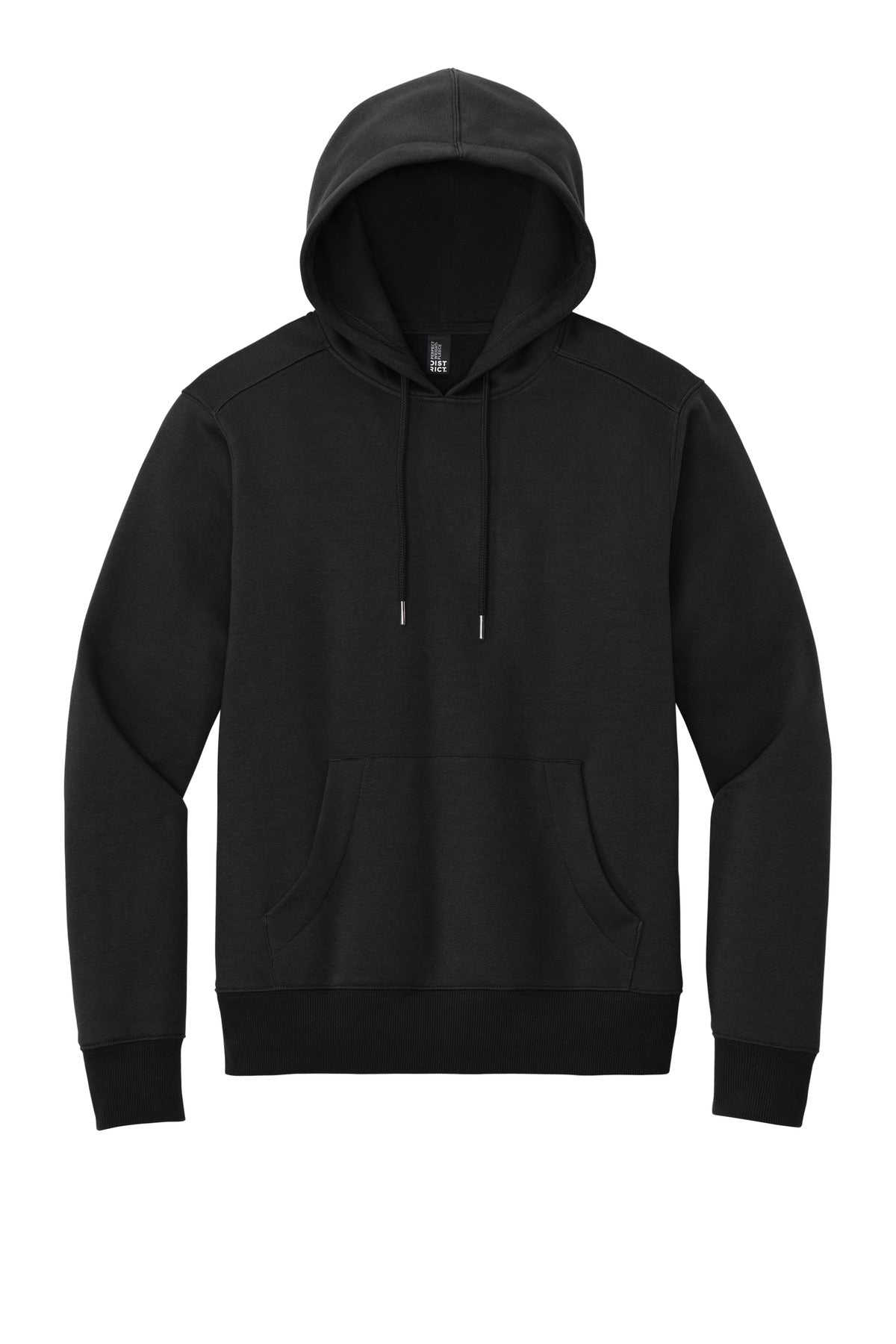 Front View of Jet Black District Perfect Weight Fleece Hoodie DT1101