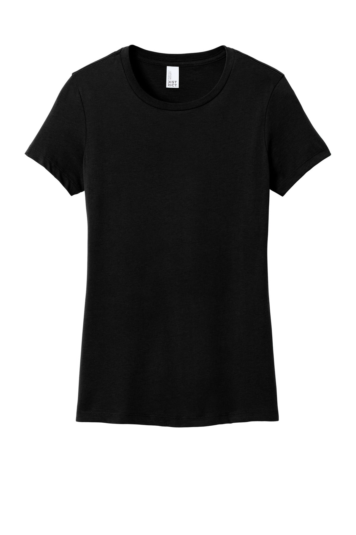 Front View of Jet Black District Women's Perfect Weight Tee. DM104L