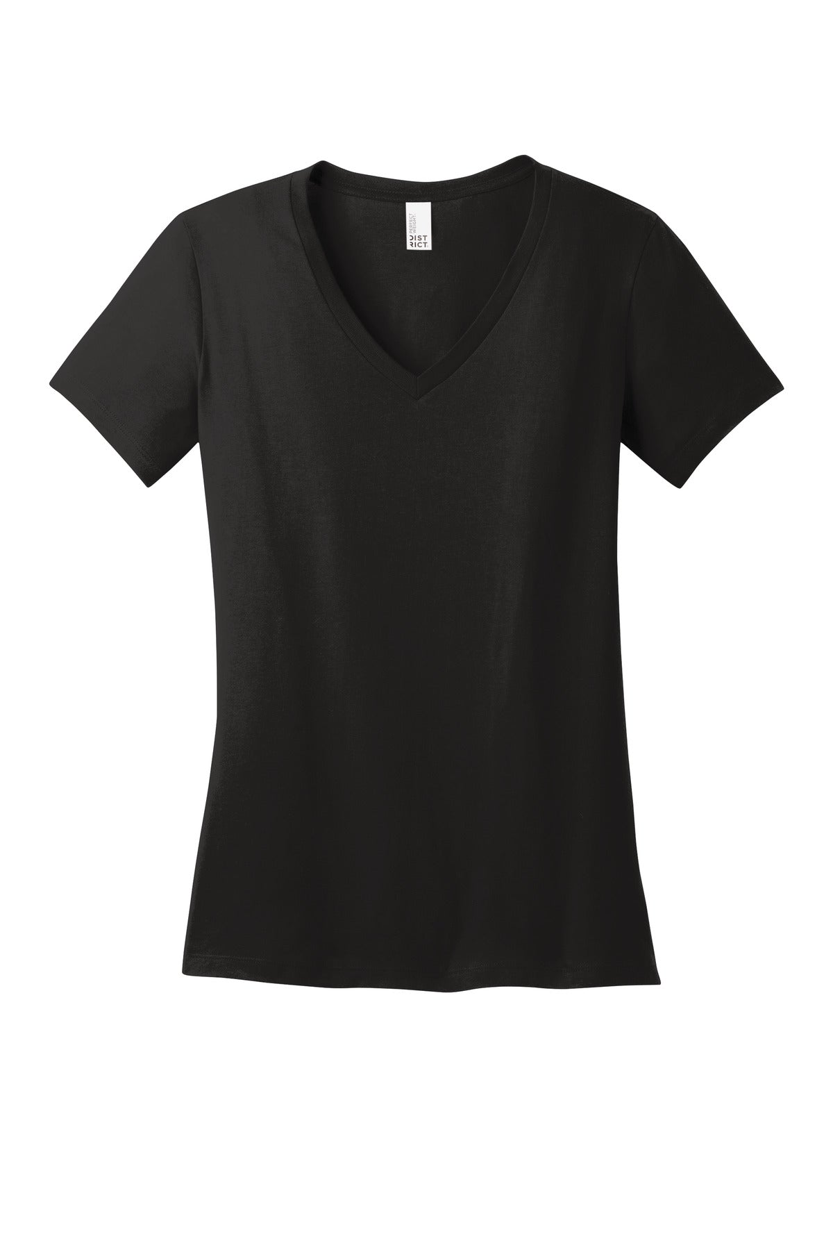 Front View of Jet Black District - Women's Perfect Weight V-Neck Tee. DM1170L