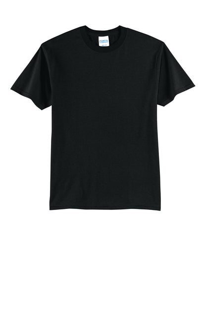 Front View of Jet Black Port & Co Core Blend Tee. PC55