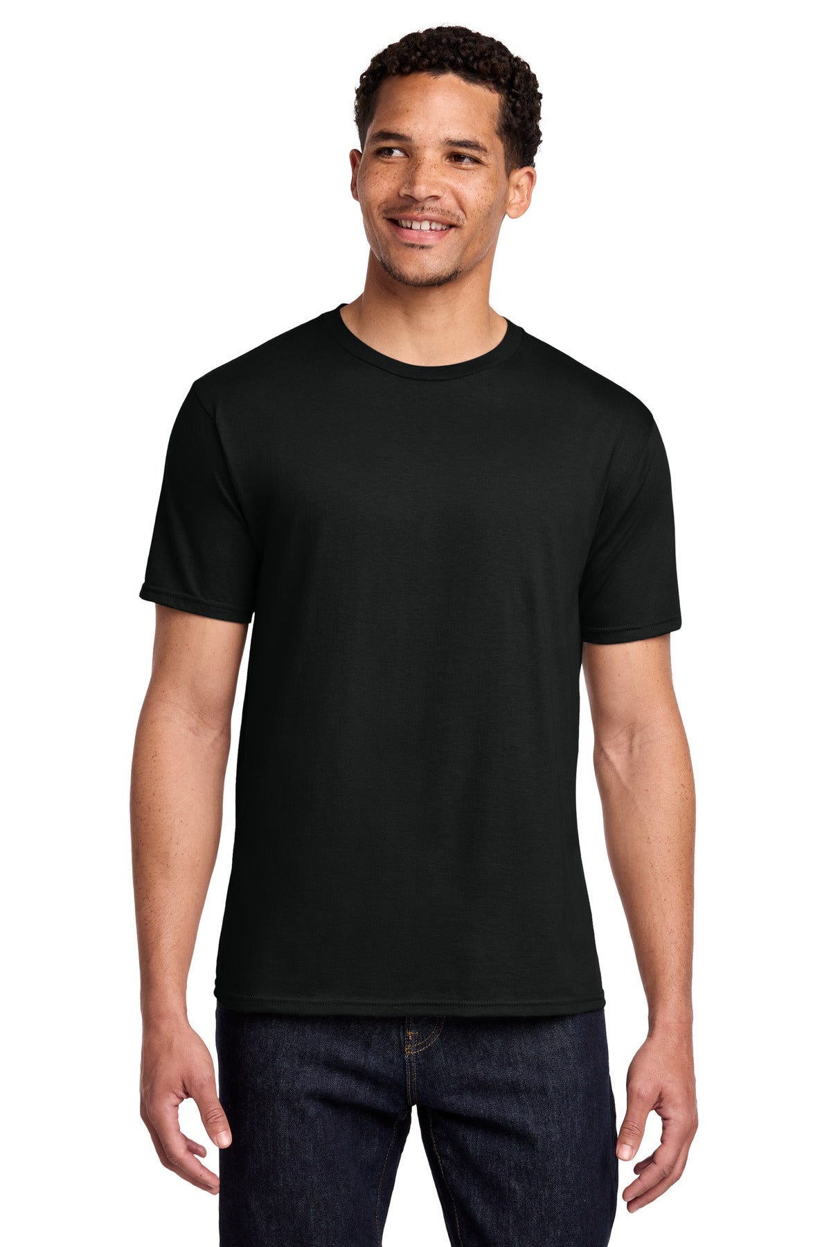 Front View of Jet Black Port & Co Fan Favorite Tee. PC450