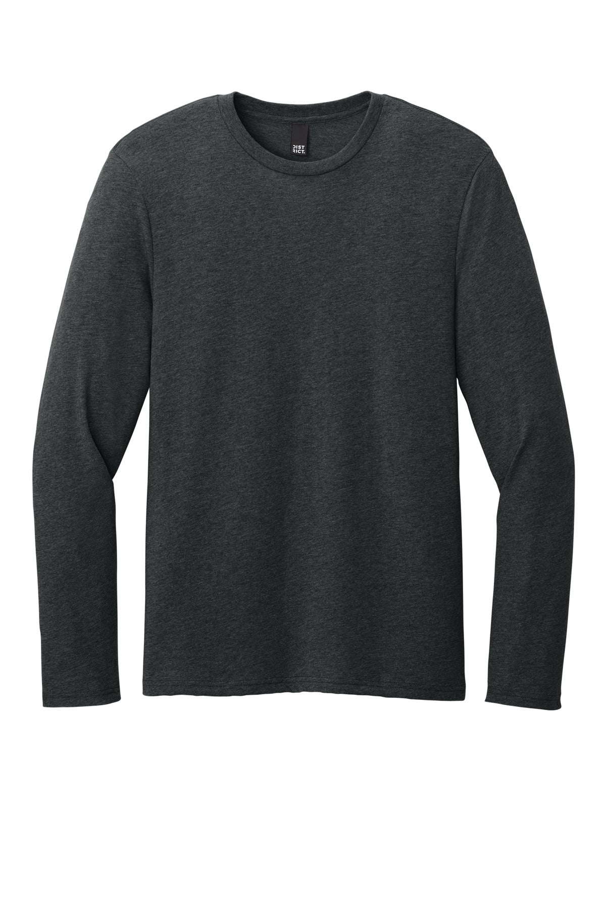 Front View of JetBlackHt District Perfect Weight CVC Long Sleeve Tee DT185