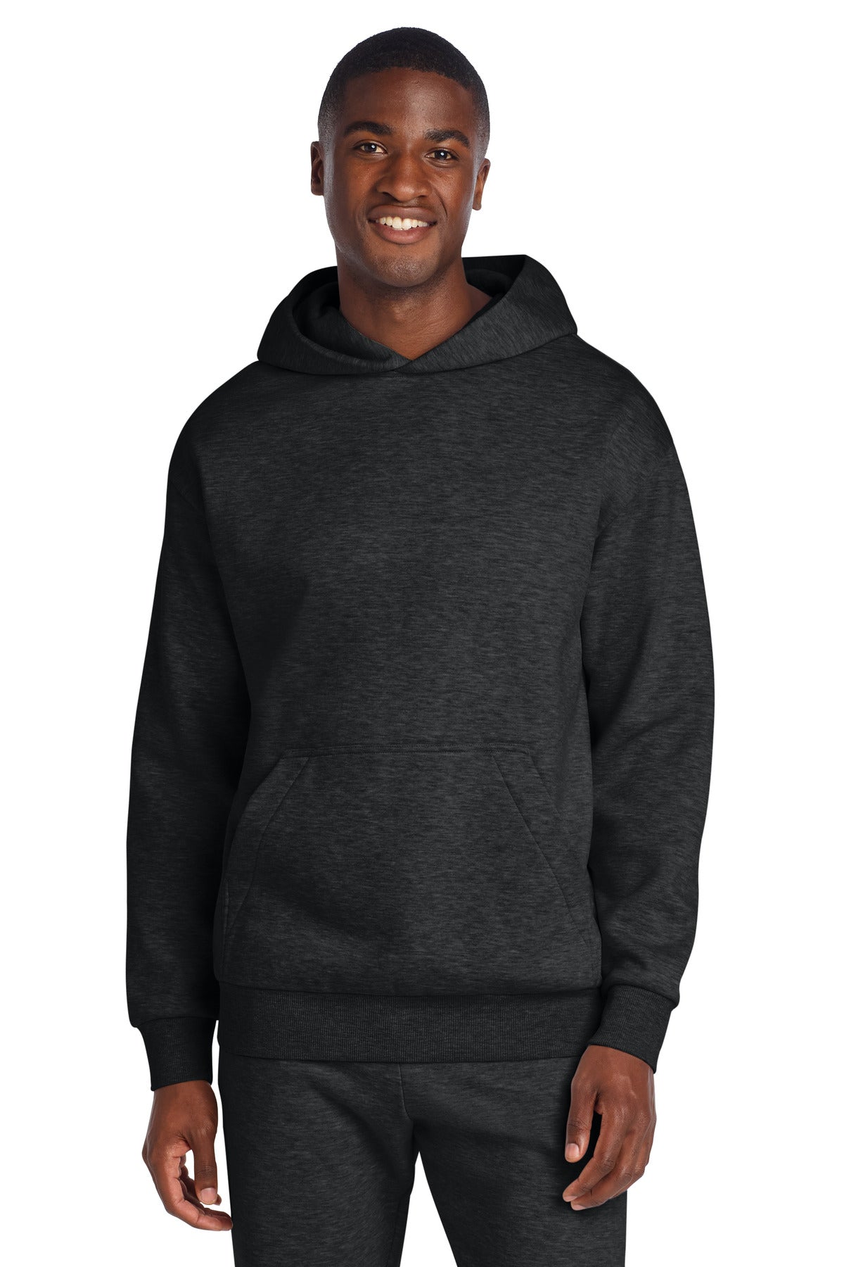 Front View of JetBlackHt District V.I.T. Heavyweight Fleece Hoodie DT6150