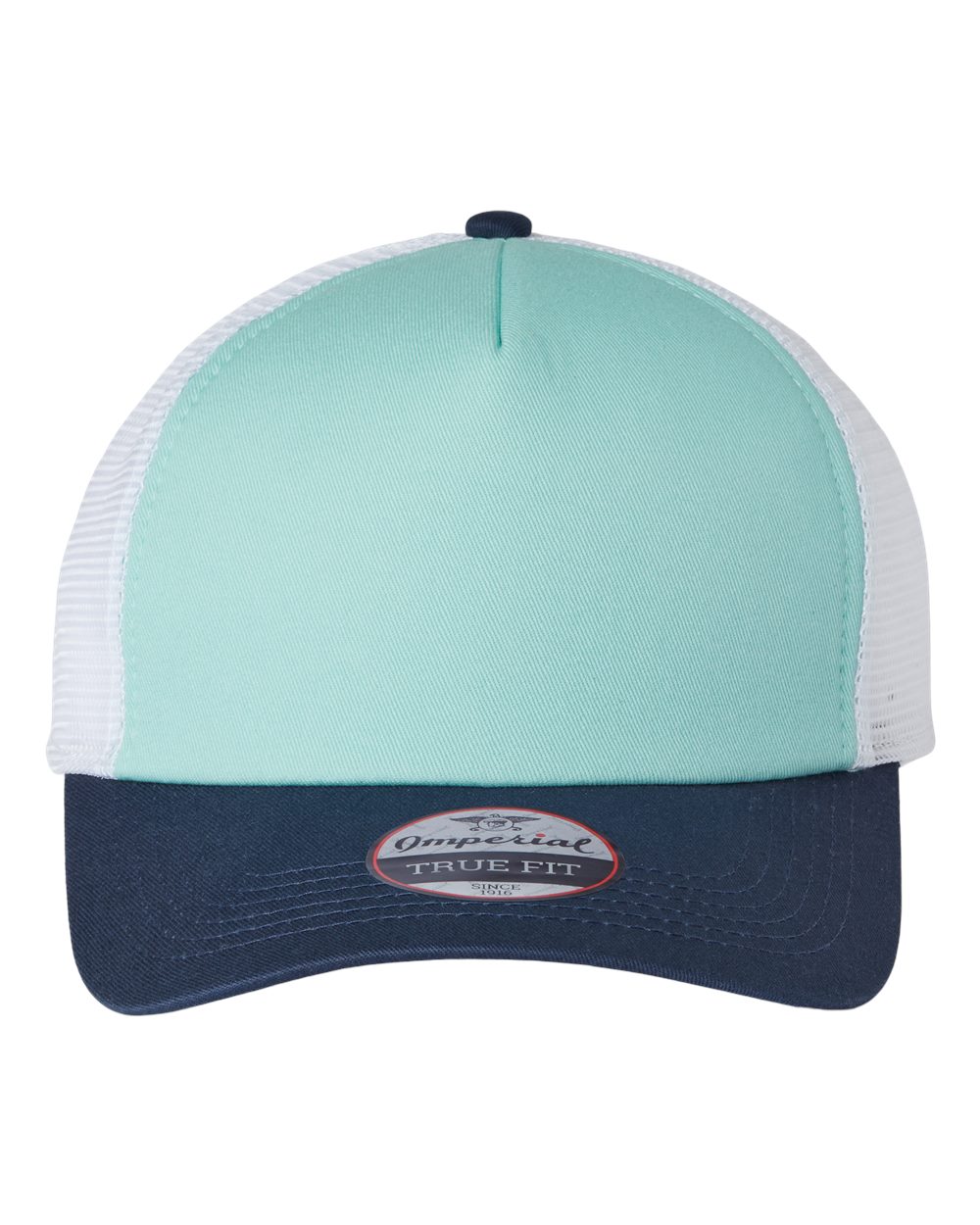 Front View of Jewel/ Navy/ White North Country Trucker Cap - 1287