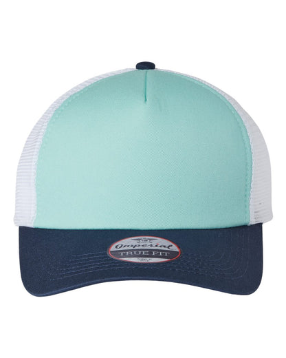 Front View of Jewel/ Navy/ White North Country Trucker Cap - 1287