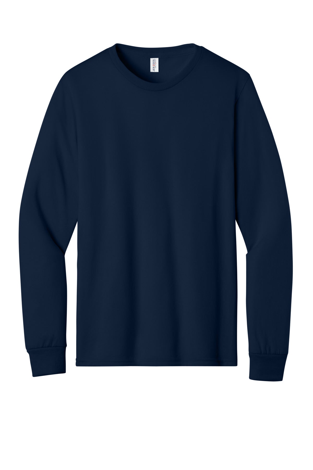 Front View of JNavy Jerzees Dri-Power 100% Polyester Long Sleeve T-Shirt 21LS