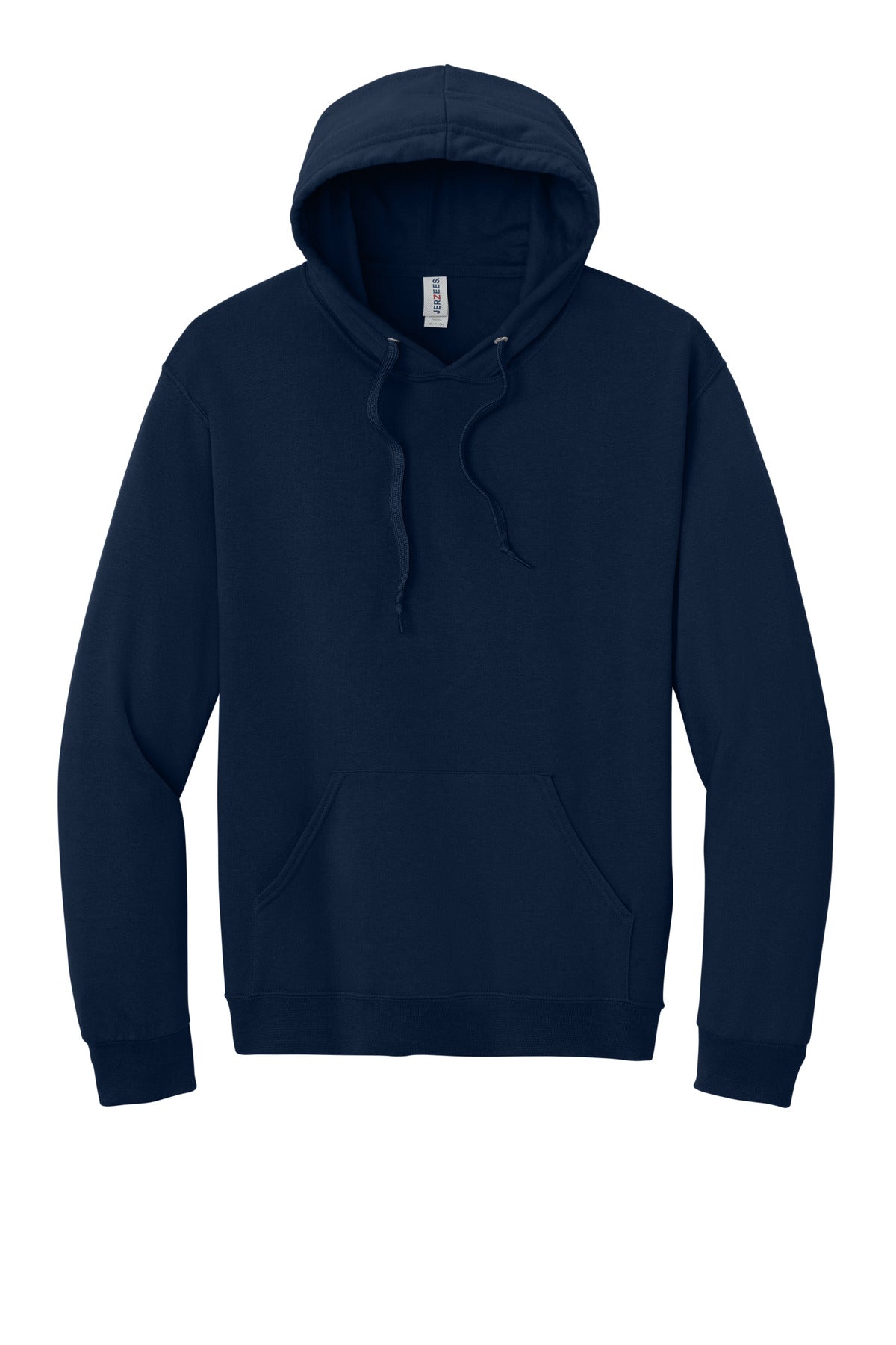 Front View of JNavy Jerzees Ultimate Unisex CVC Ring Spun Hooded Sweatshirt IC49M