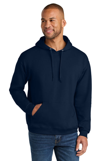 Front View of JNavy Jerzees Ultimate Unisex CVC Ring Spun Hooded Sweatshirt IC49M