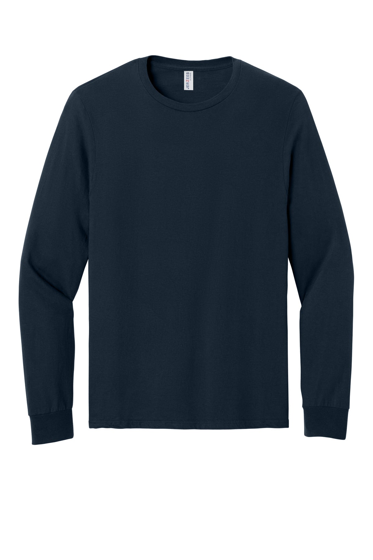 Front View of JNavy Jerzees Ultimate Unisex Ring Spun Long Sleeve T-Shirt IC46L