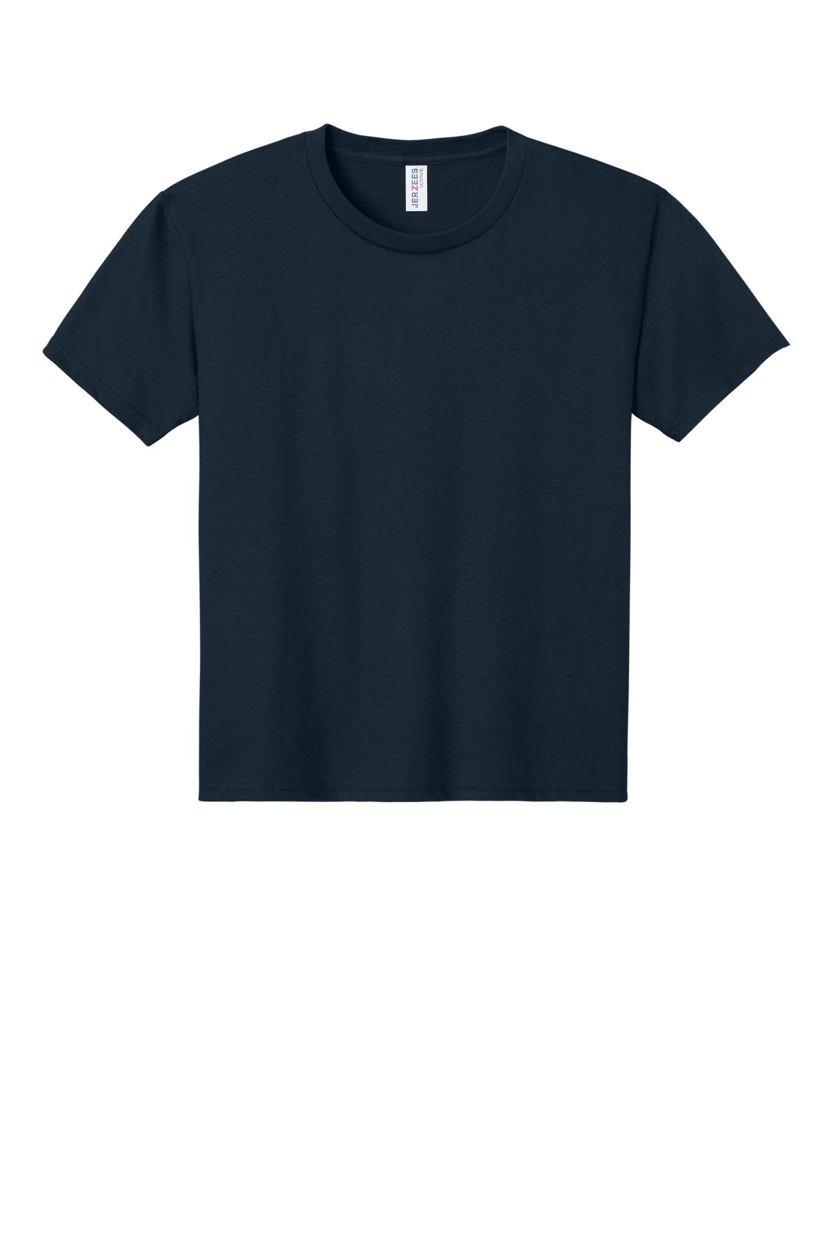 Front View of JNavy Jerzees Ultimate Youth Ring Spun T-Shirt IC46B