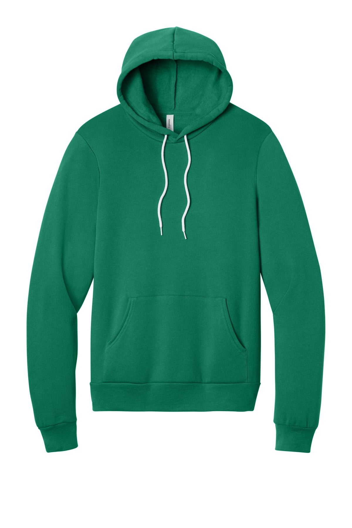 Front View of Kelly BELLA+CANVAS Unisex Sponge Fleece Pullover Hoodie. BC3719