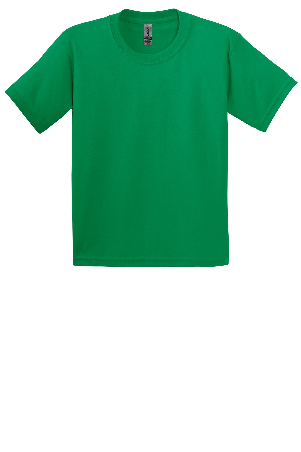 Front View of Kelly Green Gildan - Youth Ultra Cotton 100% US Cotton T-Shirt. 2000B