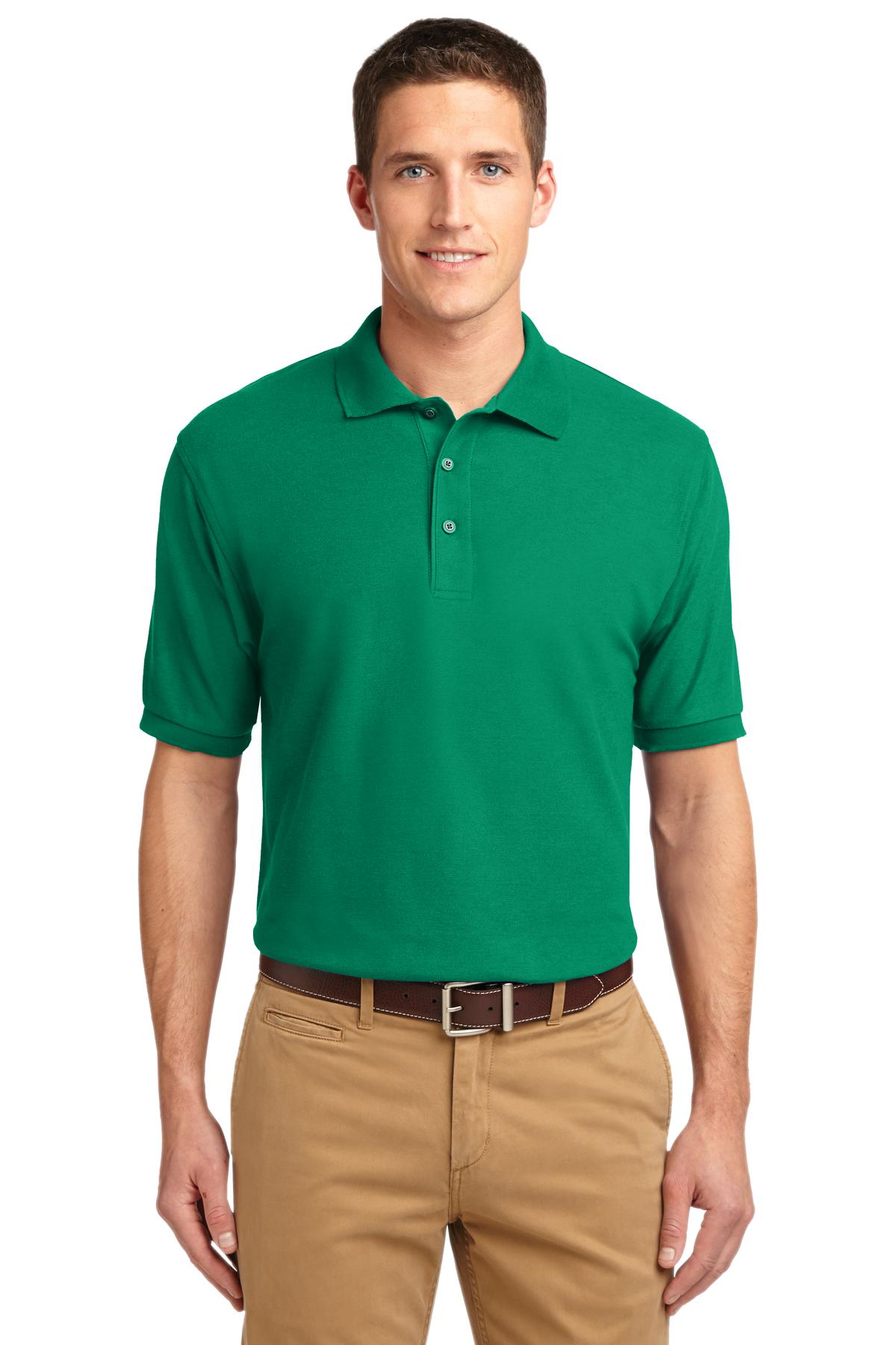 Front View of Kelly Green Port Authority Extended Size Silk Touch Polo K500ES