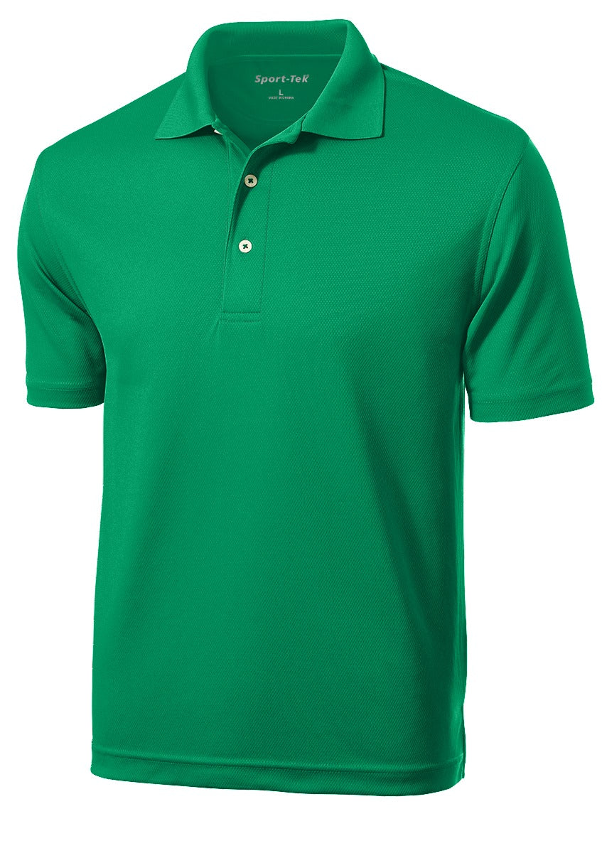 Front View of Kelly Green Sport-Tek Dri-Mesh Polo. K469