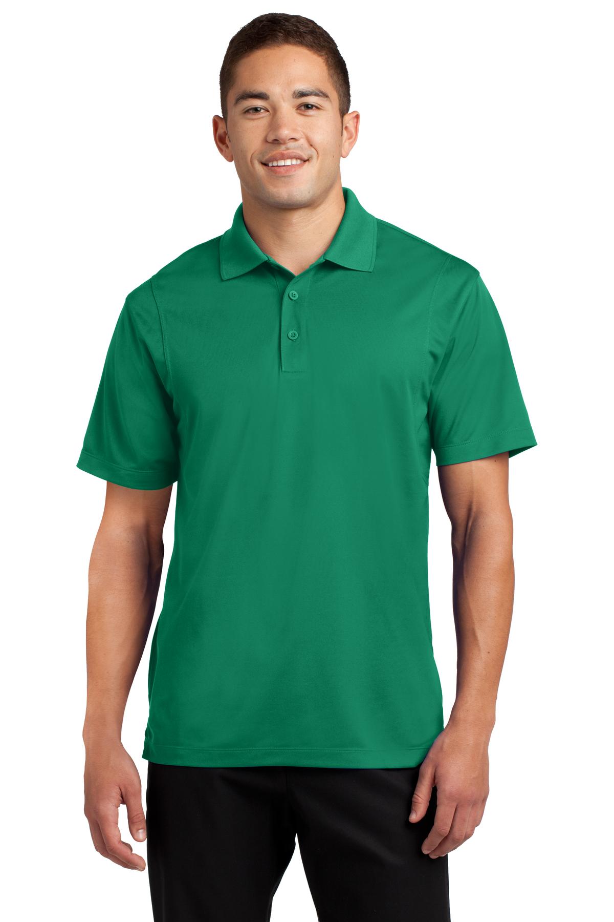 Front View of Kelly Green Sport-Tek Micropique Sport-Wick Polo. ST650