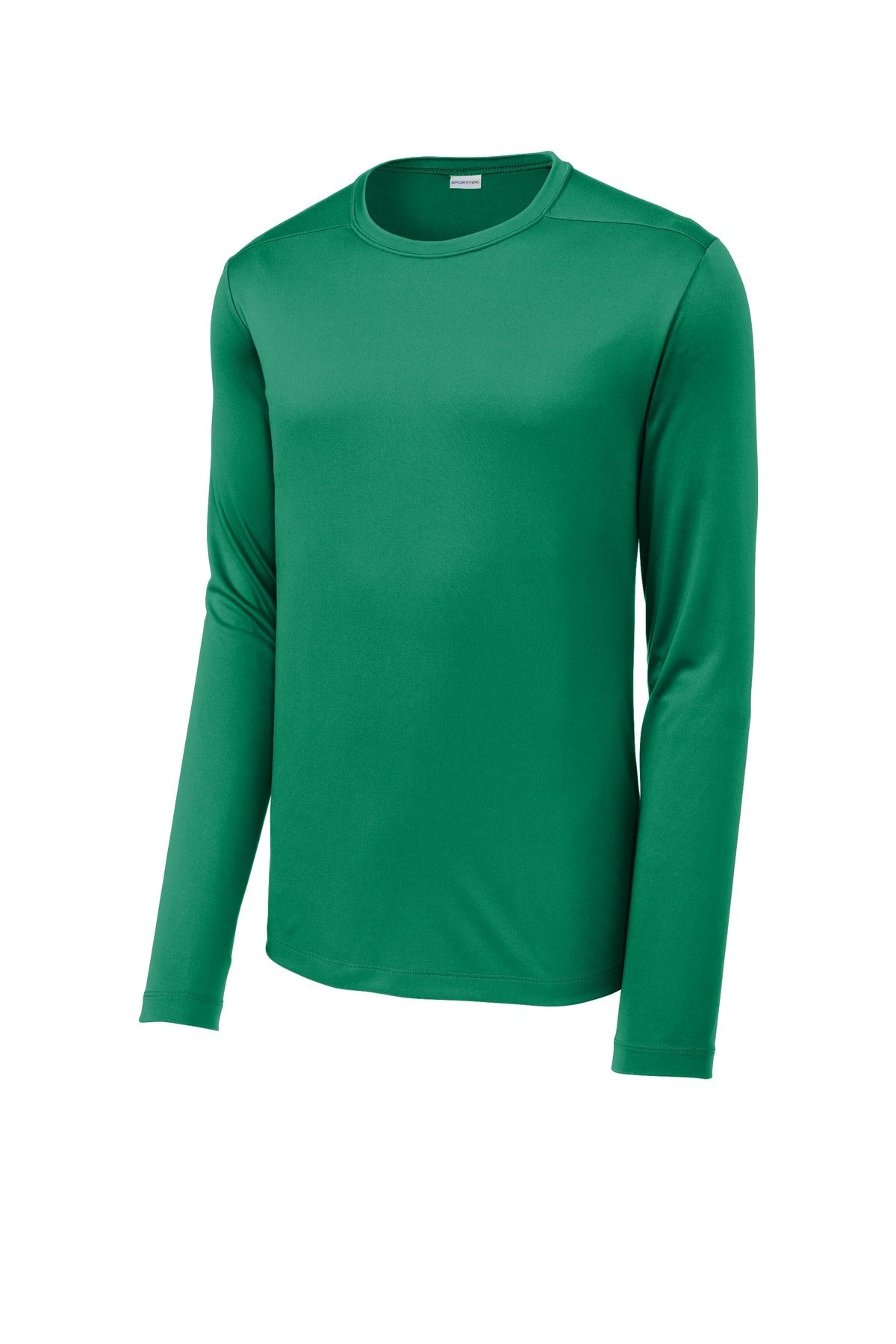 Front View of Kelly Green Sport-Tek Posi-UV Pro Long Sleeve Tee. ST420LS