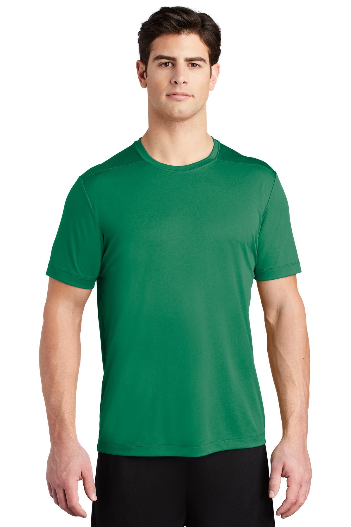 Front View of Kelly Green Sport-Tek Posi-UV Pro Tee. ST420