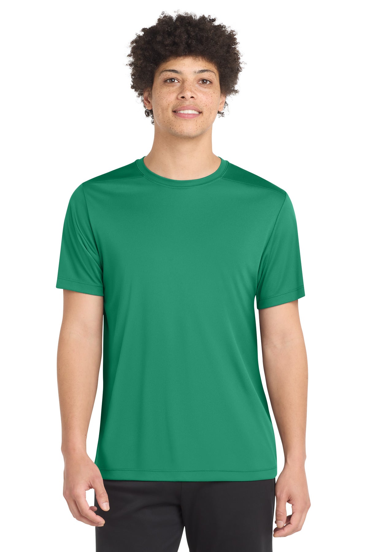 Front View of Kelly Green Sport-Tek Posi-UV Pro Tee. ST420