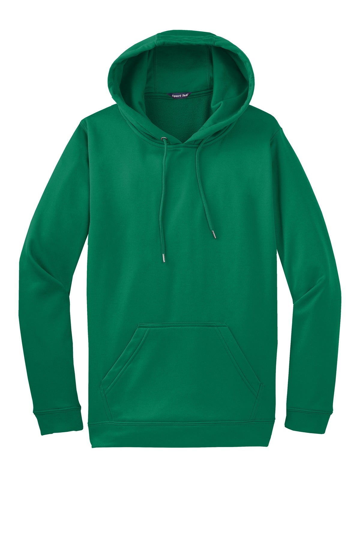 Front View of Kelly Green Sport-Tek Sport-Wick Fleece Hooded Pullover. F244