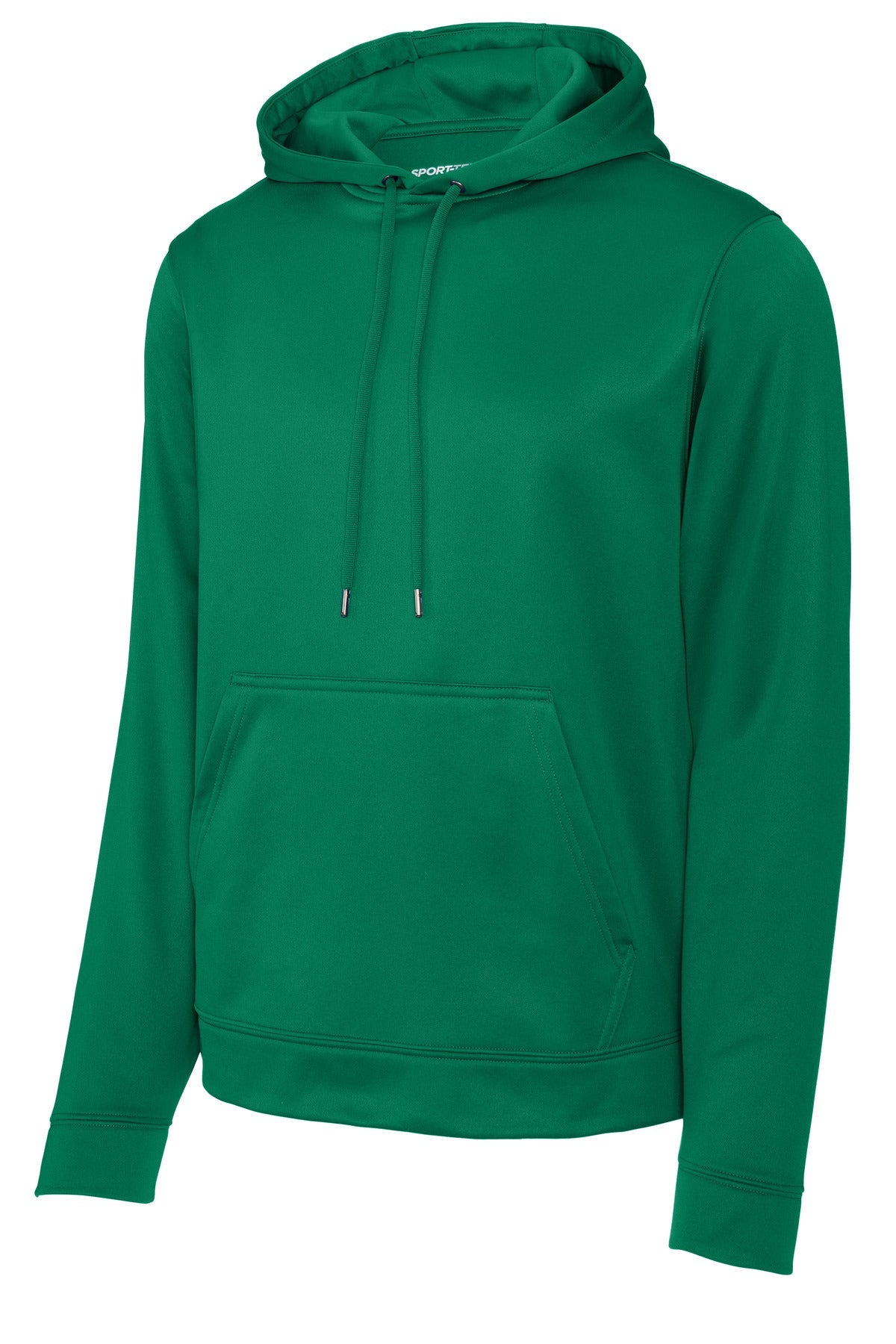 Front View of Kelly Green Sport-Tek Sport-Wick Fleece Hooded Pullover. F244