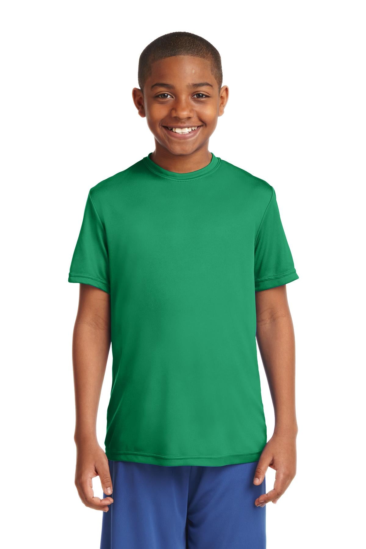 Front View of Kelly Green Sport-Tek Youth PosiCharge Competitor Tee. YST350
