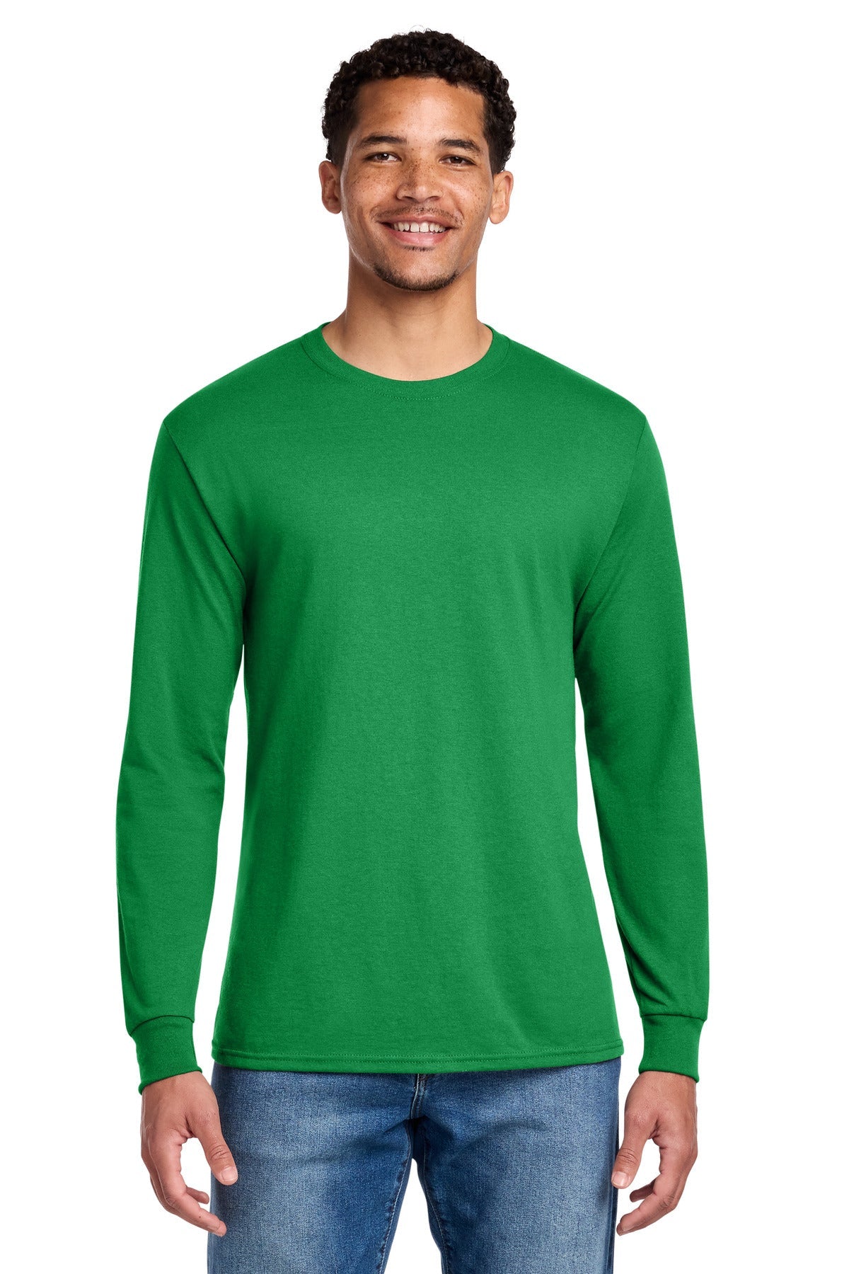 Front View of Kelly Jerzees - Dri-Power 50/50 Cotton/Poly Long Sleeve T-Shirt. 29LS