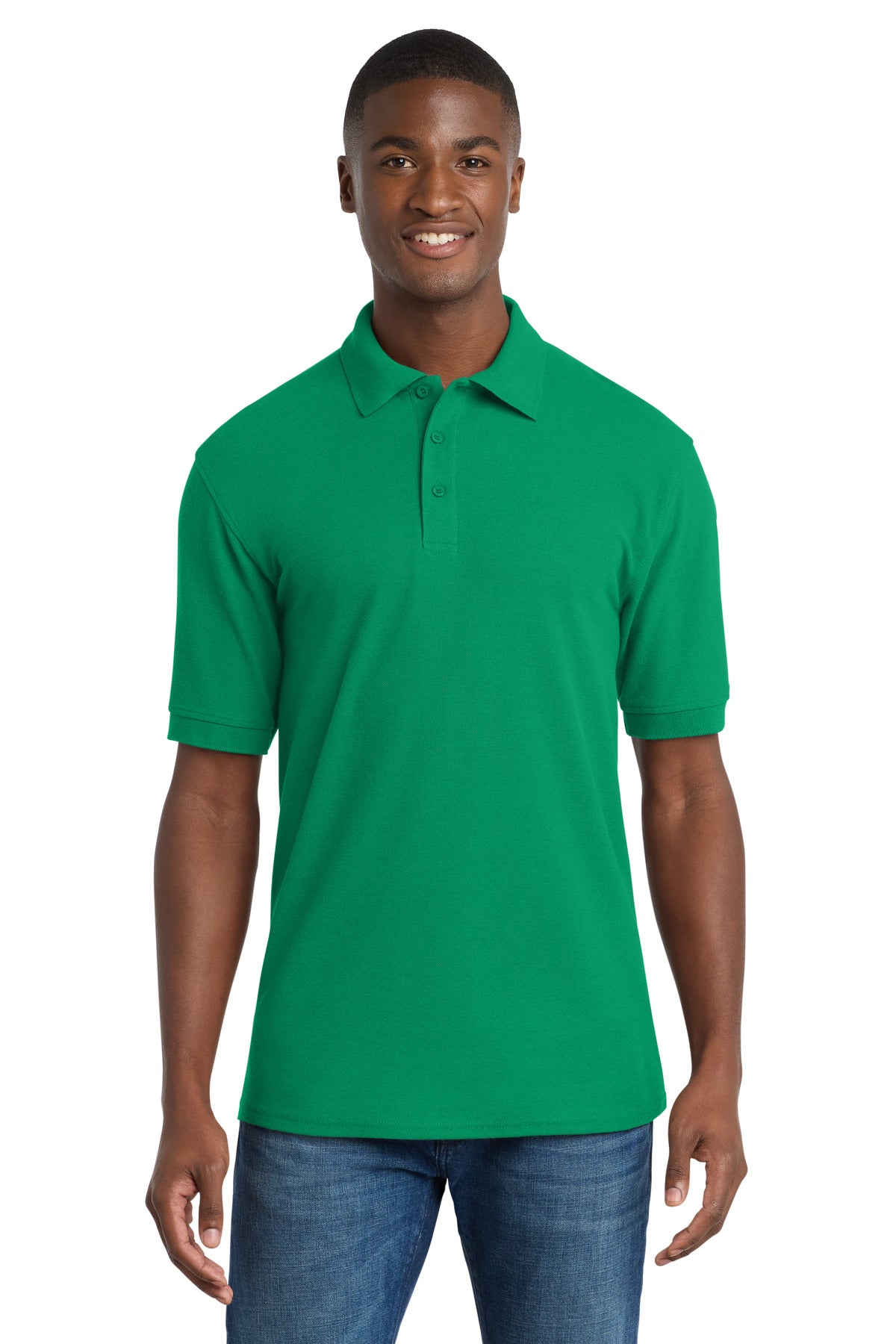 Front View of Kelly Port & Co Core Blend Pique Polo. KP155
