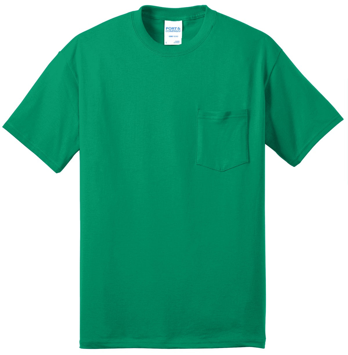 Front View of Kelly Port & Co Core Blend Pocket Tee. PC55P