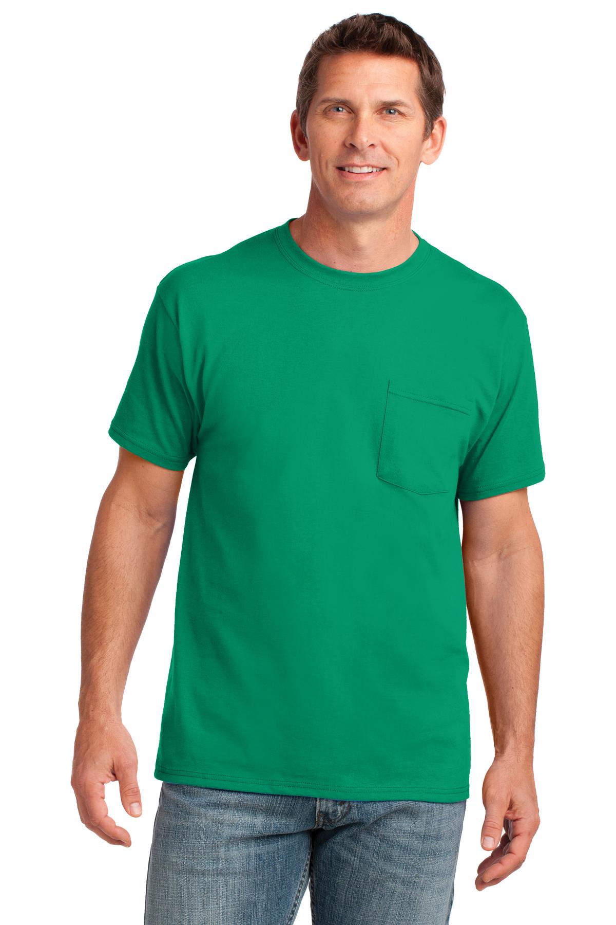 Front View of Kelly Port & Co Core Cotton Pocket Tee. PC54P