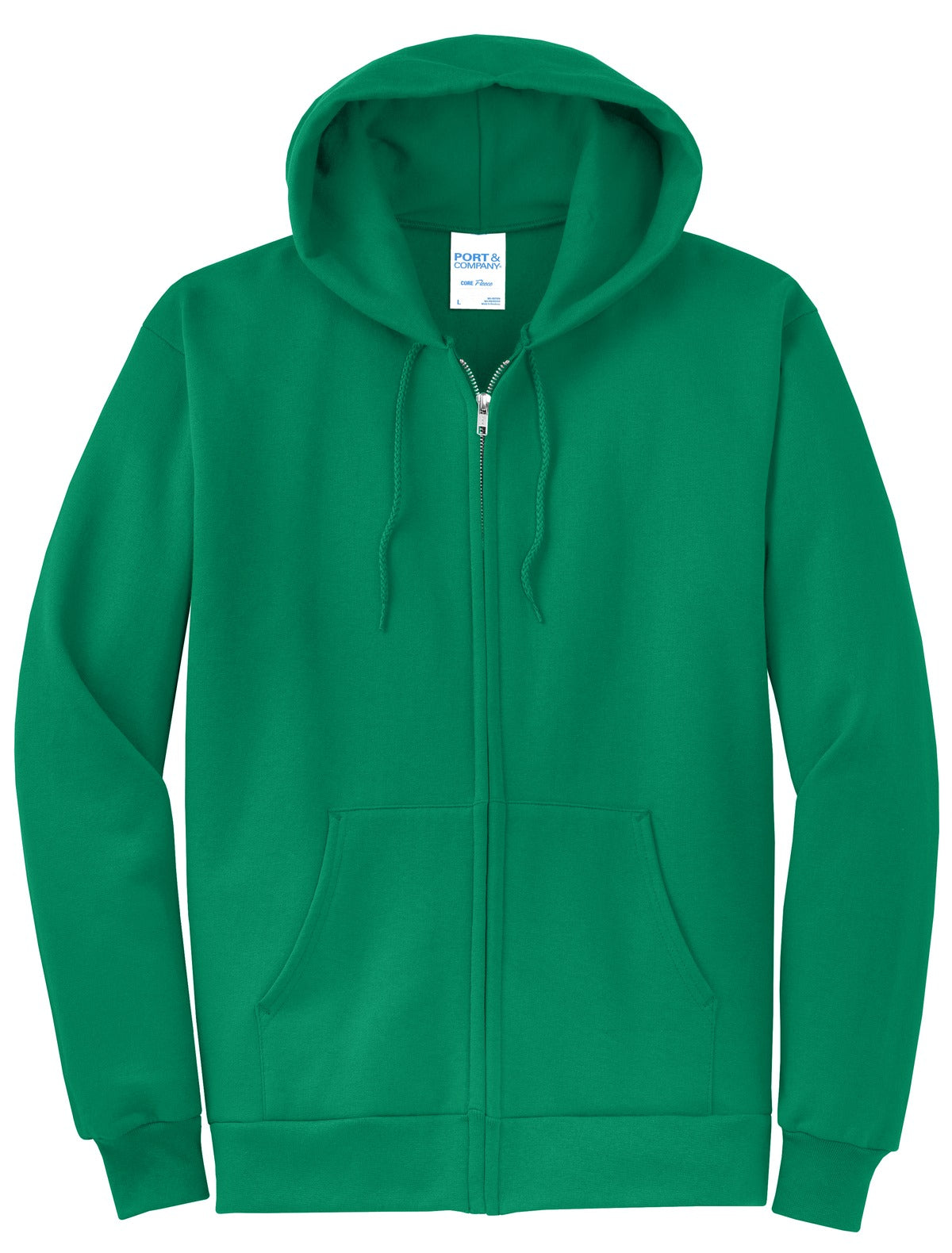 Front View of Kelly Port & Co Core Fleece Full-Zip Hooded Sweatshirt. PC78ZH