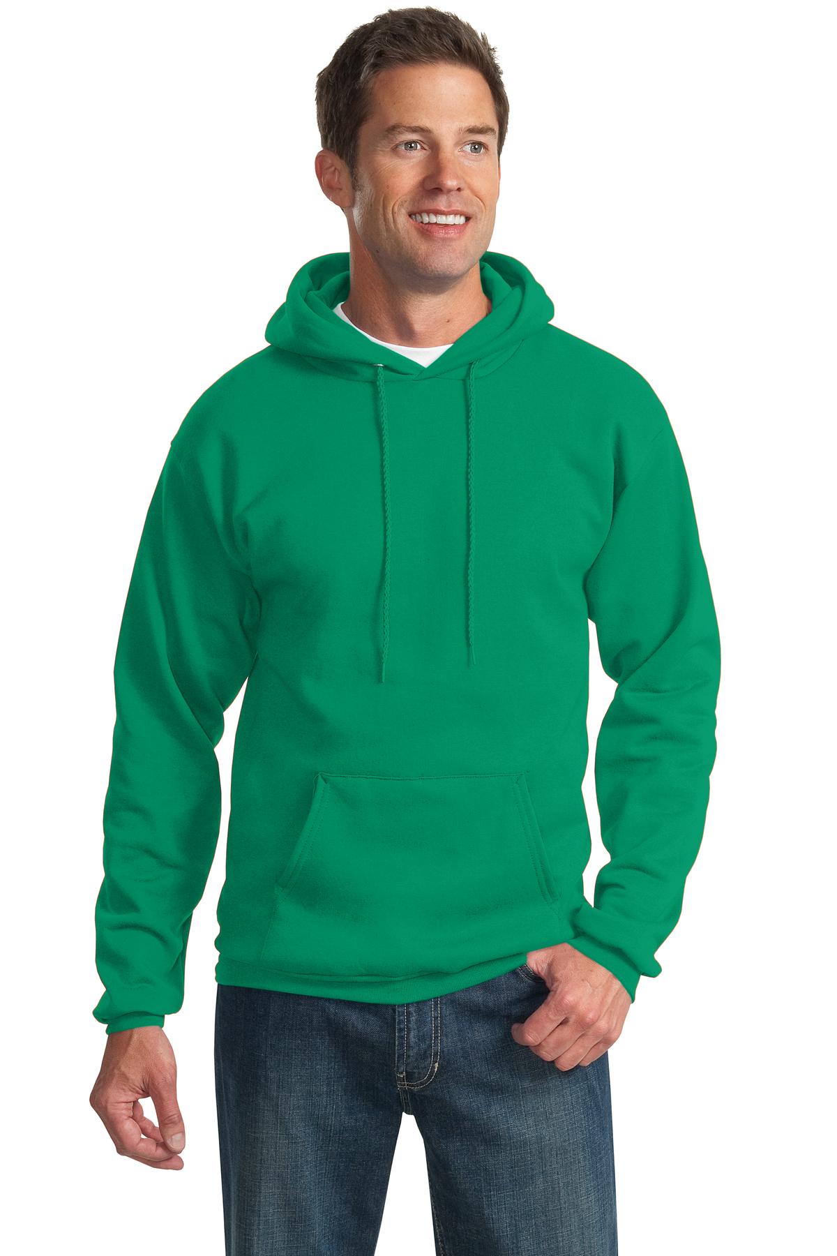 Front View of Kelly Port & Co Essential Fleece Pullover Hooded Sweatshirt. PC90H