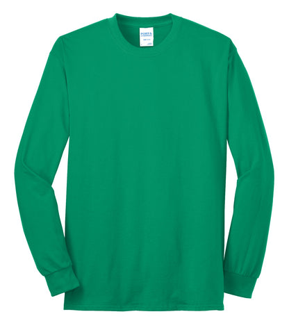 Front View of Kelly Port & Co Long Sleeve Core Blend Tee. PC55LS
