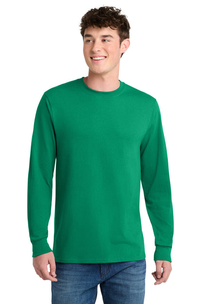 Front View of Kelly Port & Co Long Sleeve Core Blend Tee. PC55LS