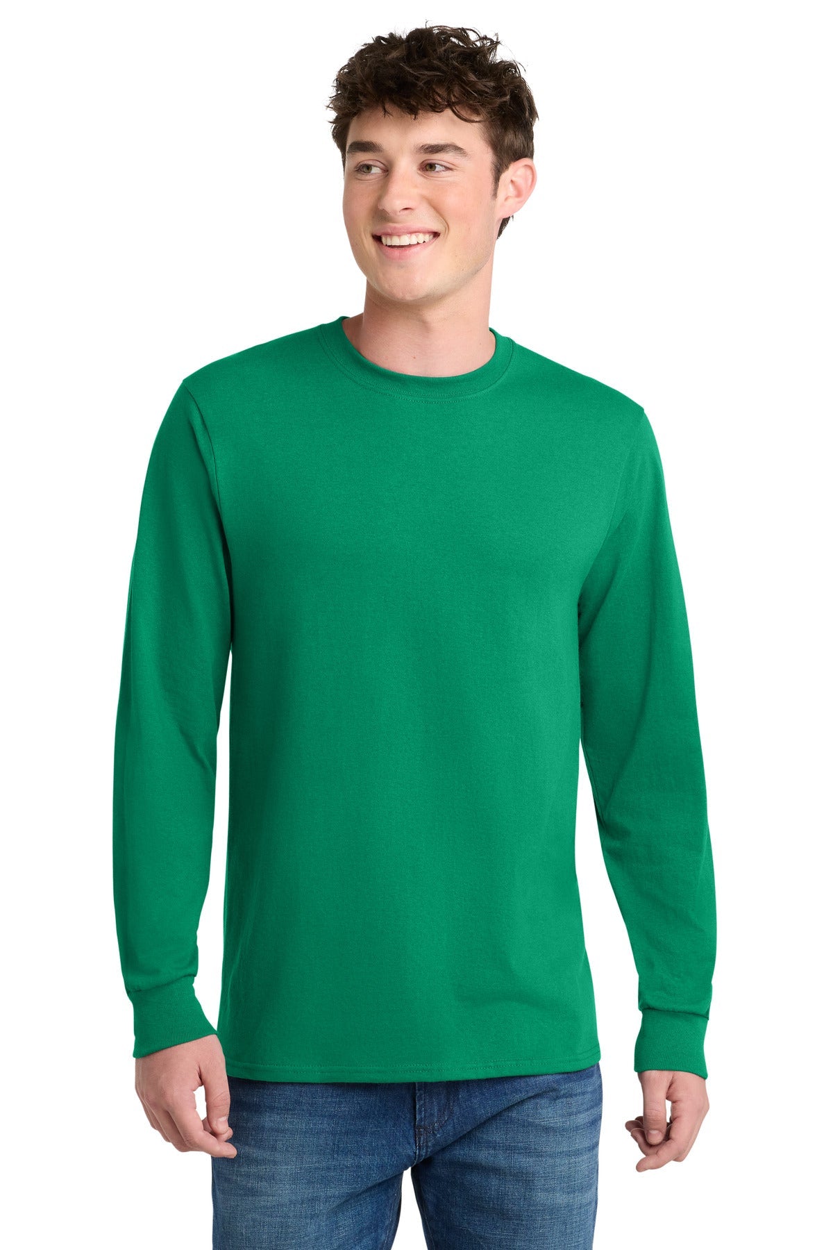 Front View of Kelly Port & Co Long Sleeve Core Blend Tee. PC55LS